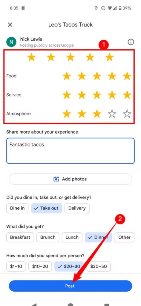 mobile reviews of google gmb